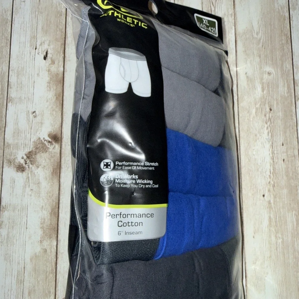 Athletic Works Men's Performance Cotton Boxer Briefs 6 Pack XL (40-42) 6